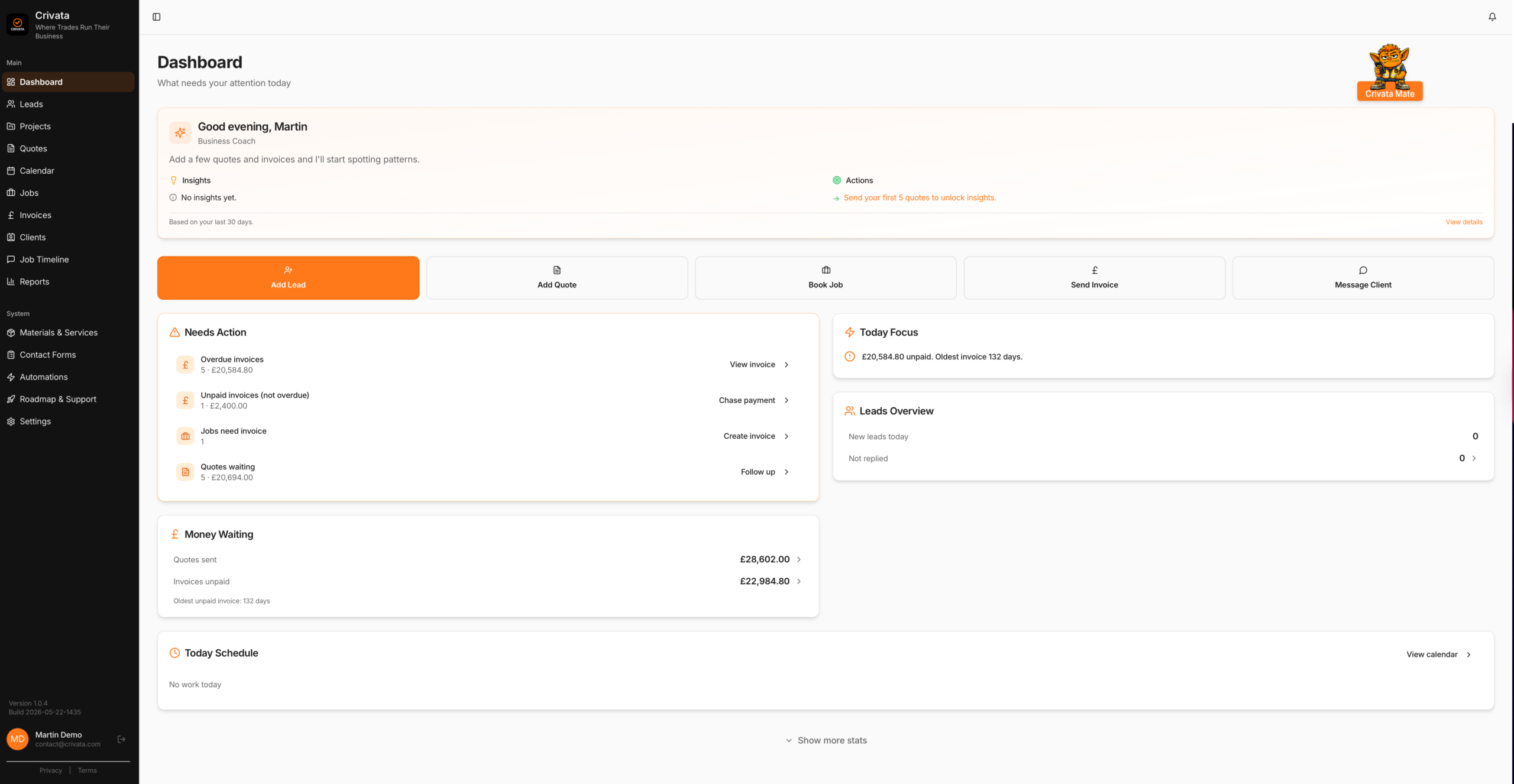 Crivata Dashboard