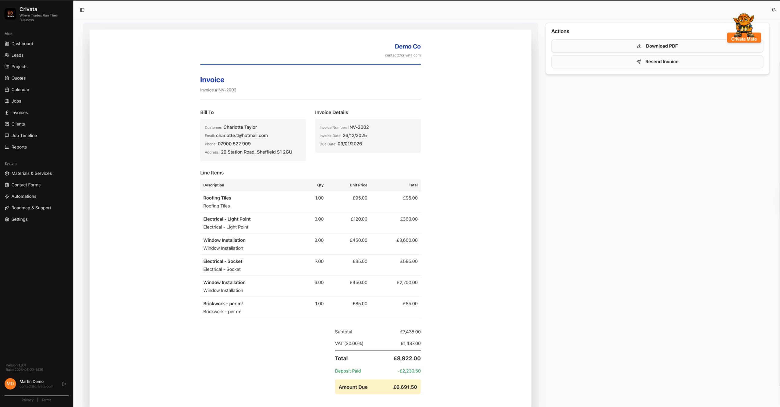 Crivata Invoicing